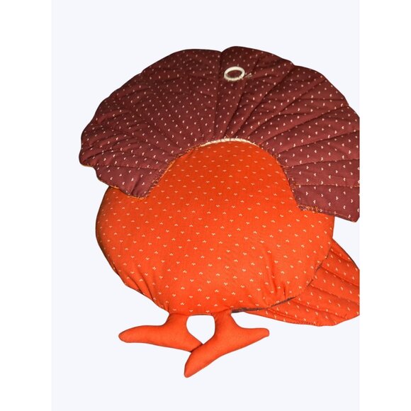 Thanksgiving Turkey Shaped Wall Hanging Decoration Sewn Fabric Fall Colors - Picture 3 of 10
